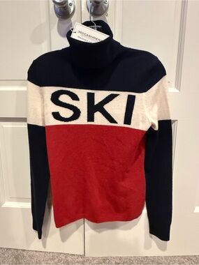 360 Cashmere Colorblock 'SKI' Turtleneck Sweater - Navy/Red/Cream